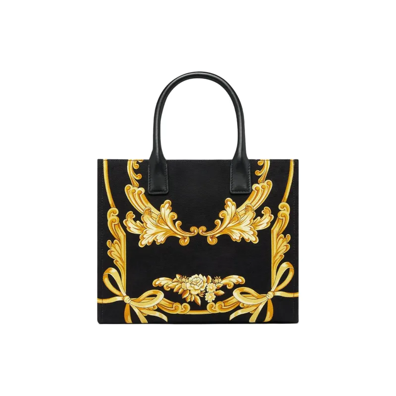 VERSACE Fabric Tote Bag, Shopping Bag, Shoulder Bag, Crossbody Bag, Handbag Unisex Black & Gold-2