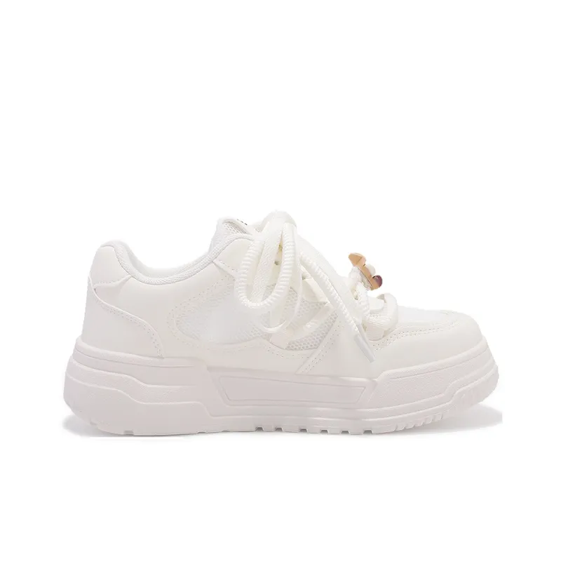 SHUXIAOBEI Anti Slip Wear Resistant Low Top Stylish Skateboarding Shoes Style Women's Ecru Adjustable-1