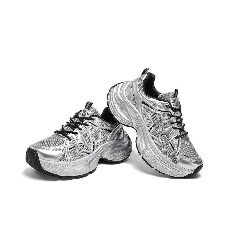 JEANSWEST Cushioning Height Increasing Lightweight Breathable Slip Resistant Low Top Chunky Sneakers Women's-4