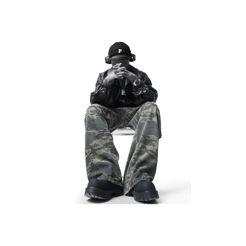 Ang2 Stu Jeans Unisex Green Camouflage-3