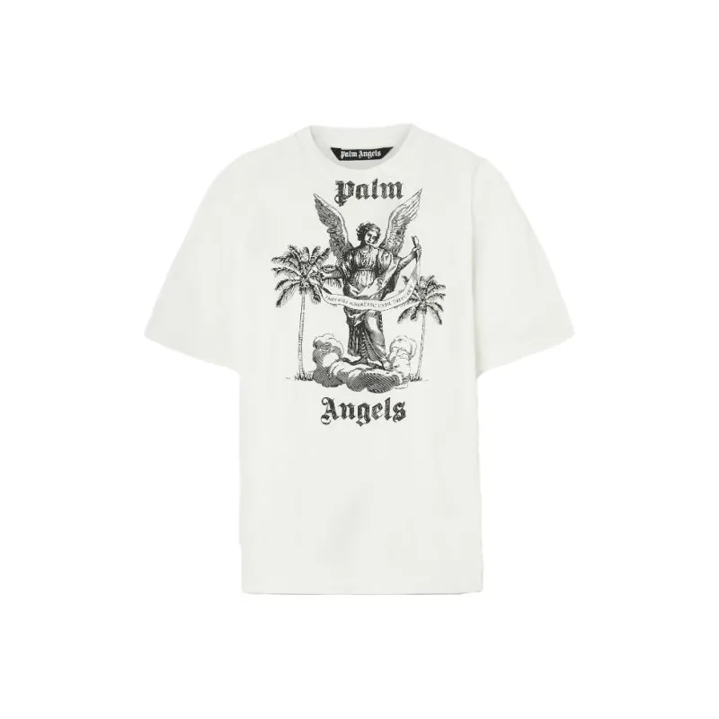 PALM ANGELS Slogan Print Cotton T Shirt-0