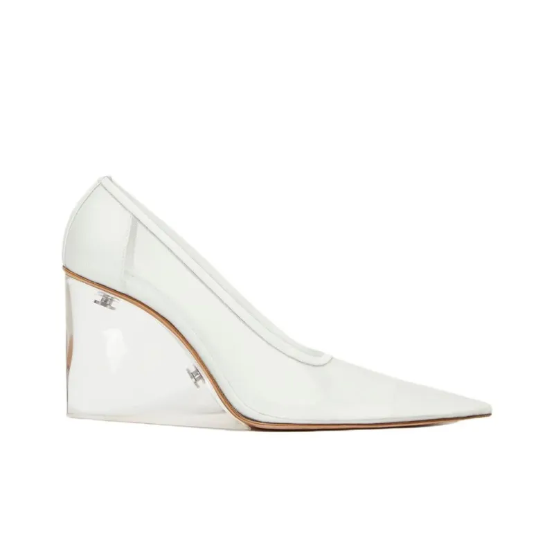 MaxMara Runway Wedge Heel High Heels 9cm Women's White-1
