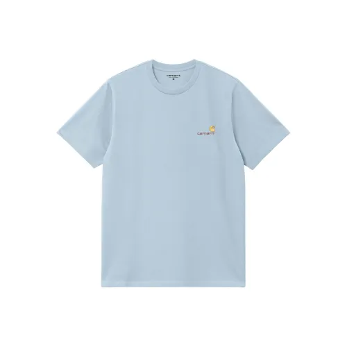 Carhartt WIP S/S American Script T Shirt T Shirt Men's Sky Blue