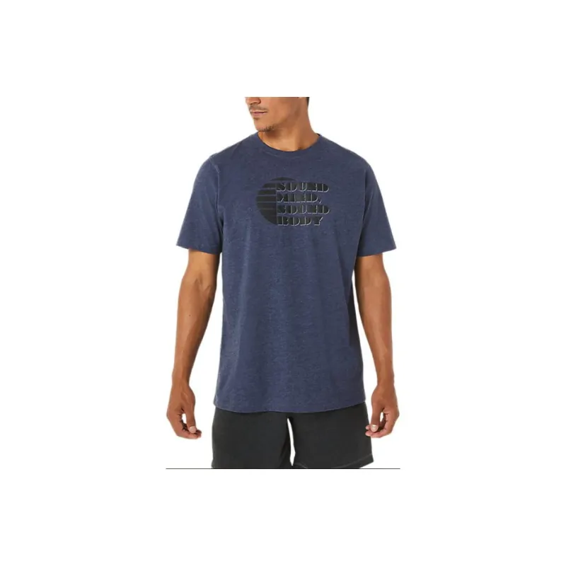 Asics Short Sleeve Rise Slogan Tee T-Shirt Men's Blue-0