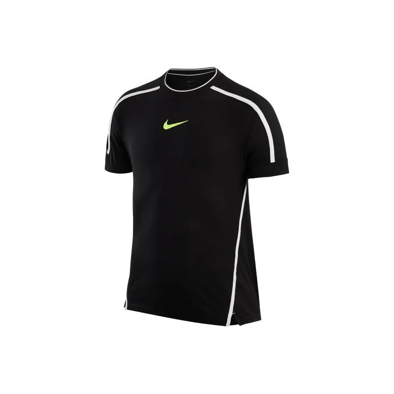 Nike T Shirt Men's Black/Black/Neon Yellow-0