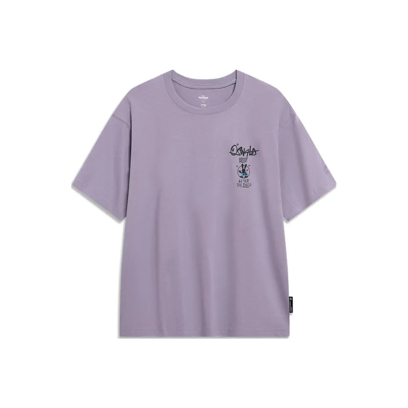 LiNing x Disney T Shirt Unisex Smoky Gray Mauve-0