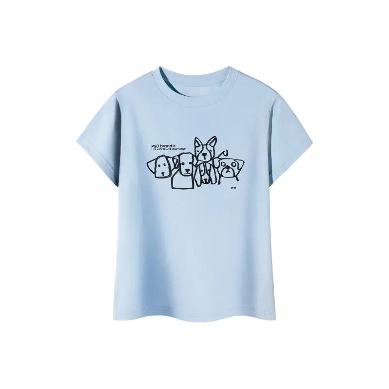 PSO Brand Puppy Series Trendy Brand Trendy Drop Shoulder Top Short Sleeved T Shirts Unisex-53