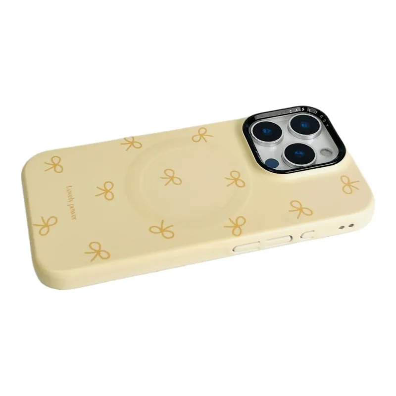 Sopi Acrylic Material Full Screen Custard Bowknot Phone Cases Compatible With IPhone 16/15 Pro Max/Apple 13/14 Pro/Max-7