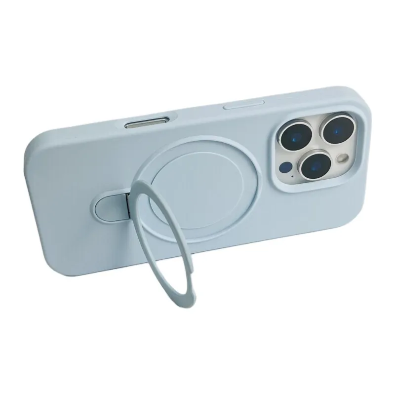 Sopi Silicone Material Solid Color Magnetic Stand Phone Cases Compatible With IPhone 16/15 Pro Max/Apple 13/14 Pro/Max-54