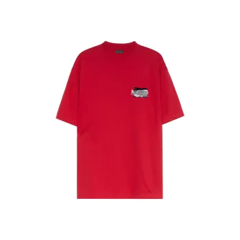 Balenciaga T Shirt Loose Fit Men's Red