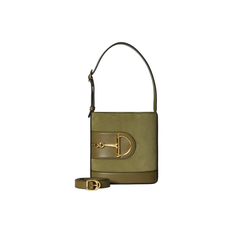 GUCCI Suede Bucket Bag, Portable Crossbody Bag, Shoulder Bag Mini Women's Green-1