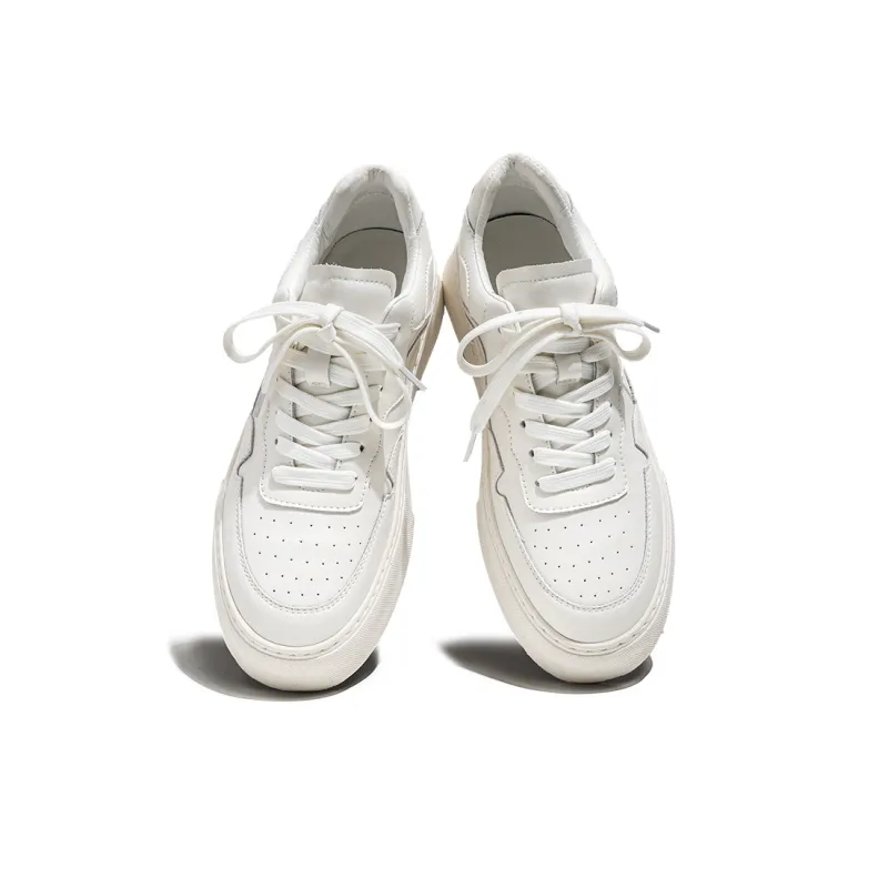 Jerden Smith Anti Slip And Wear Resistant Height Increasing Low Top Skateboard Shoes Unisex White-3
