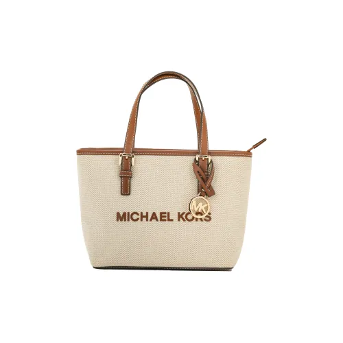 MICHAEL KORS Jet Set Travel Cotton And Polyester Blend Tote Bag Shopping Bag Handbag Extra Small Women's Beige & Brown