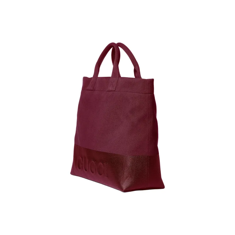 GUCCI Canvas Tote Bag Shopping Bag Shoulder Bag Handbag Unisex Red-2