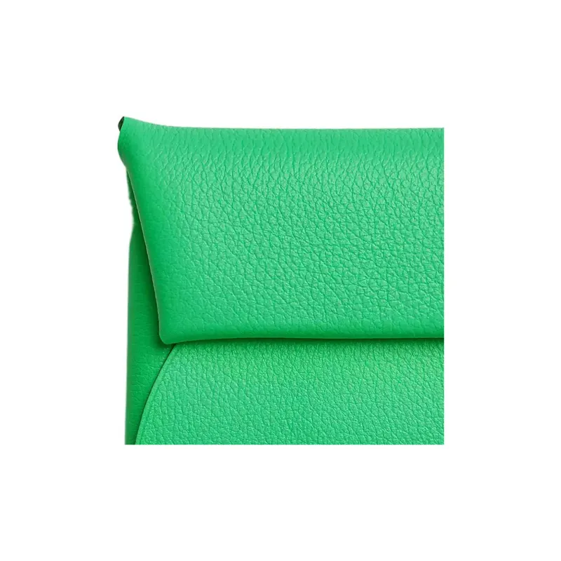HERMES Bastia Epsom Calfskin Coin Purses Wallets Women's Comic Green-3