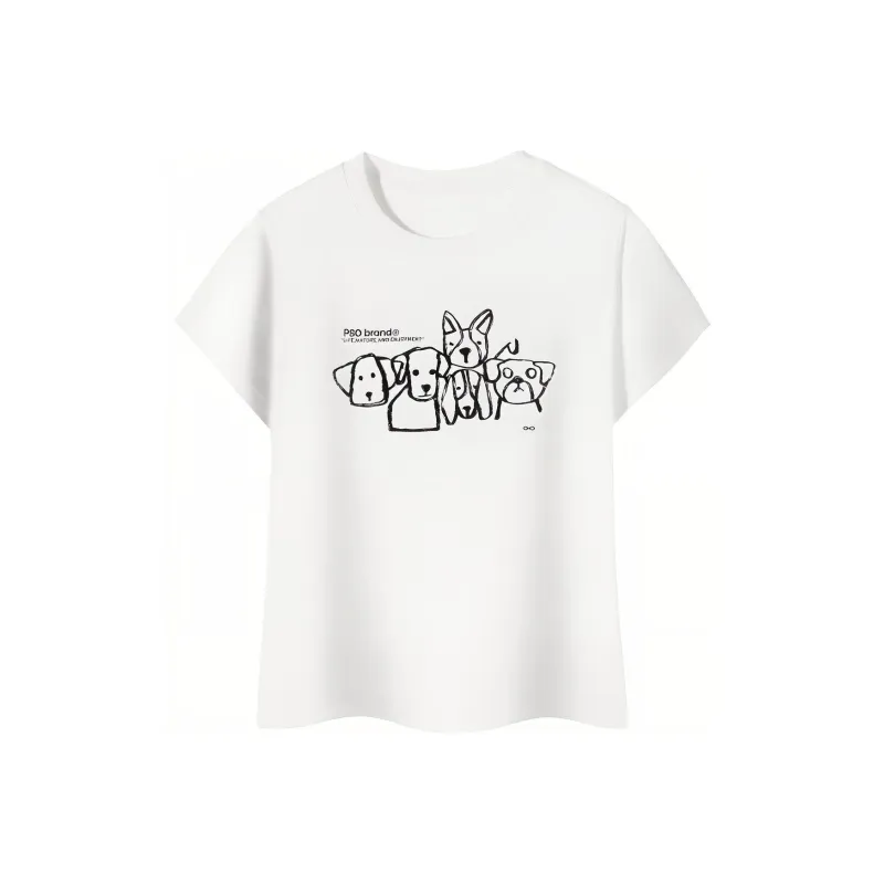 PSO Brand Puppy Series Trendy Brand Trendy Drop Shoulder Top Short Sleeved T Shirts Unisex-56
