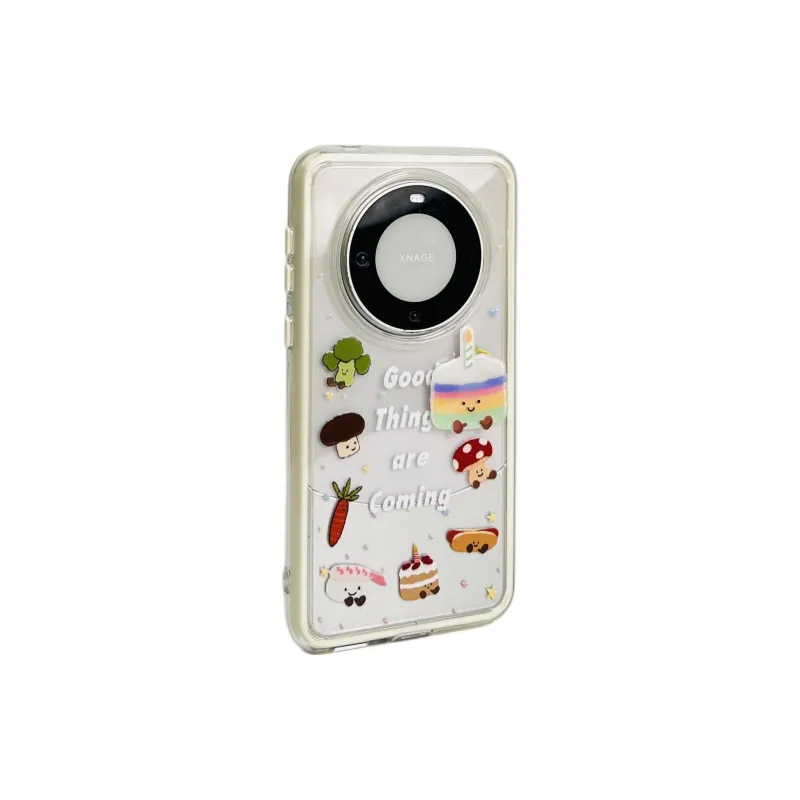 Sopi Acrylic Material 2 in 1 English Cake Vegetable Phone Cases Compatibility  Huawei Mate 70/60/50 Pro/Pura 70/70 Pro+-1