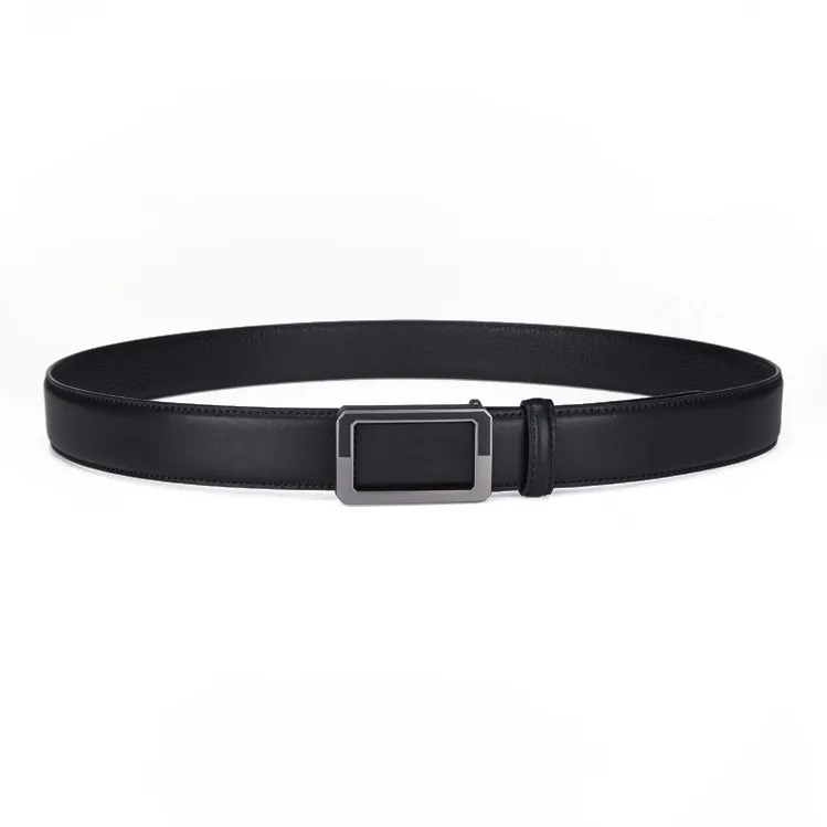 GUSKI Top Grain Cow Leather Smooth Buckle Belt, Elegance Pants Belt Men's Width 3.4cm Gift Box Set-3