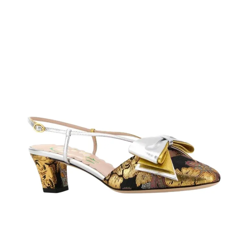 Valentino BOWOW Chunky Heel High Heels 4.5cm Women's Gold-2