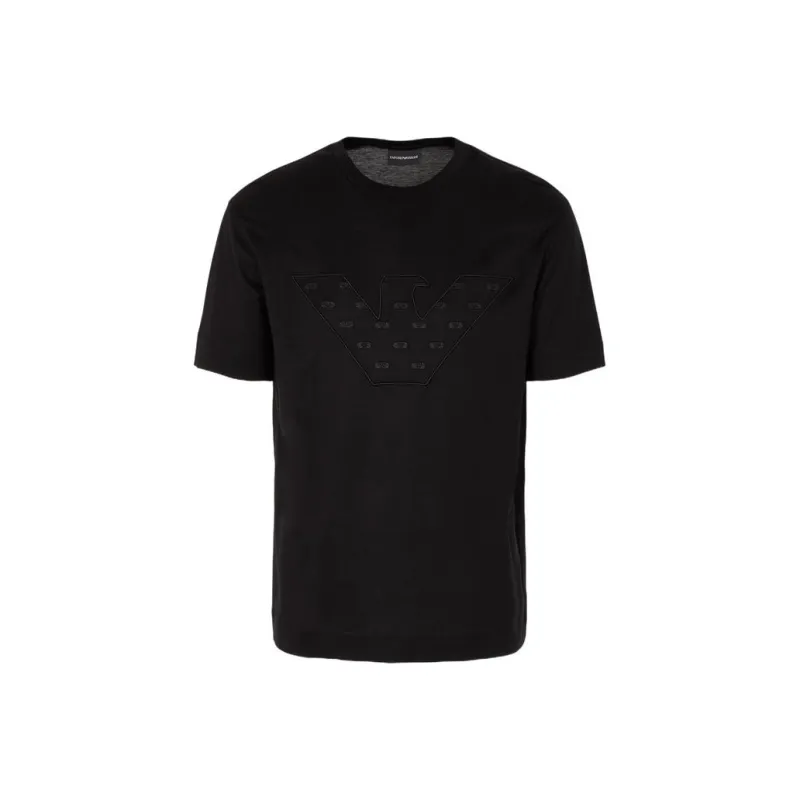 EMPORIO ARMANI Logo appliqué Crew neck T shirt-0