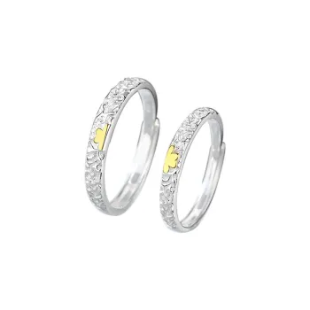PISHUSHU 999 Fine Silver Ring Pair Unisex Silver