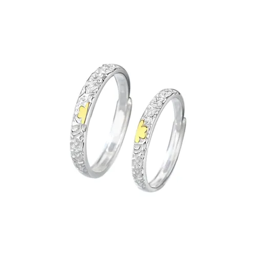 PISHUSHU 999 Fine Silver Ring Pair Unisex Silver