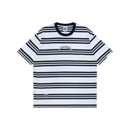 Aape Logo embroidered Striped Cotton T shirt