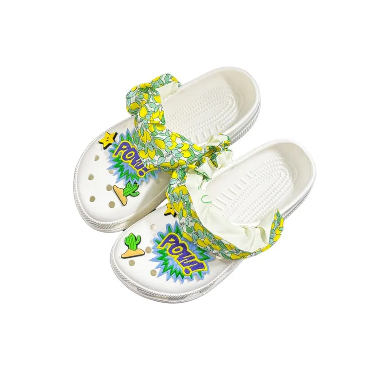 OUBT Niche Hip Hop Style, Explosive Citrus Lemon Clogs Men's White-4
