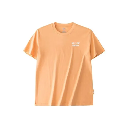 Anta Drop Shoulder Sleeve T-Shirt Unisex Peach Orange