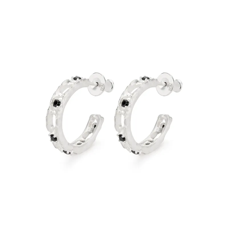 Empress 47 Concept 925 Sterling Silver Tree Hole Hoop Earrings Unisex-0