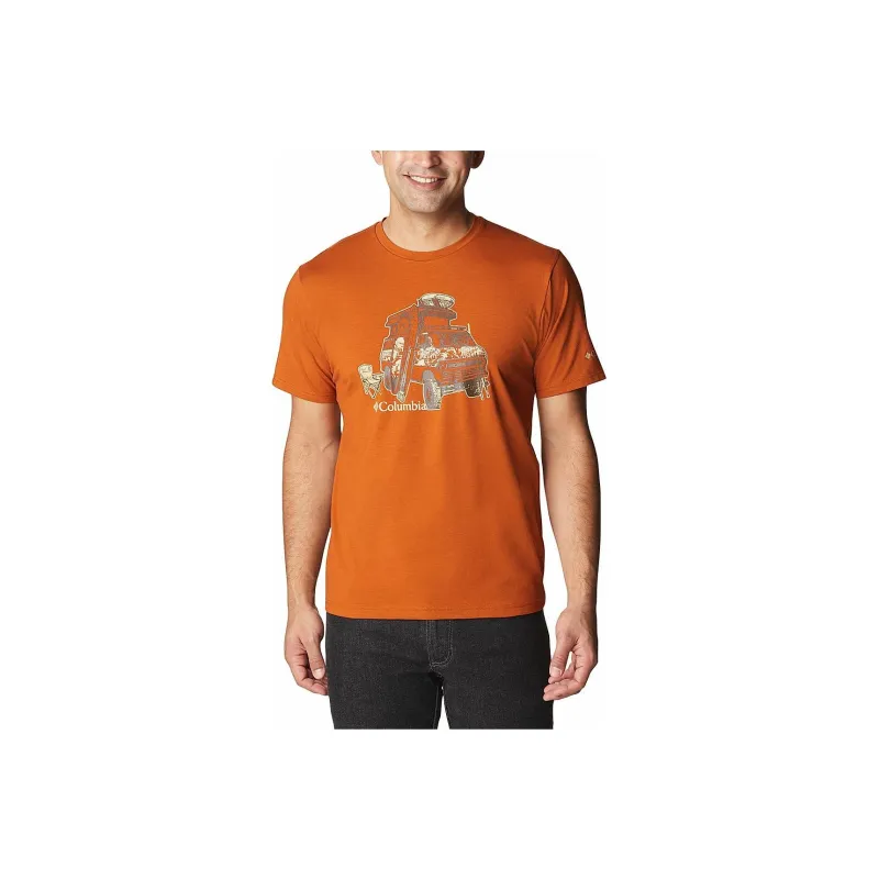 Columbia Sun Trek T Shirts Men Warm Copper Mixed Color-0
