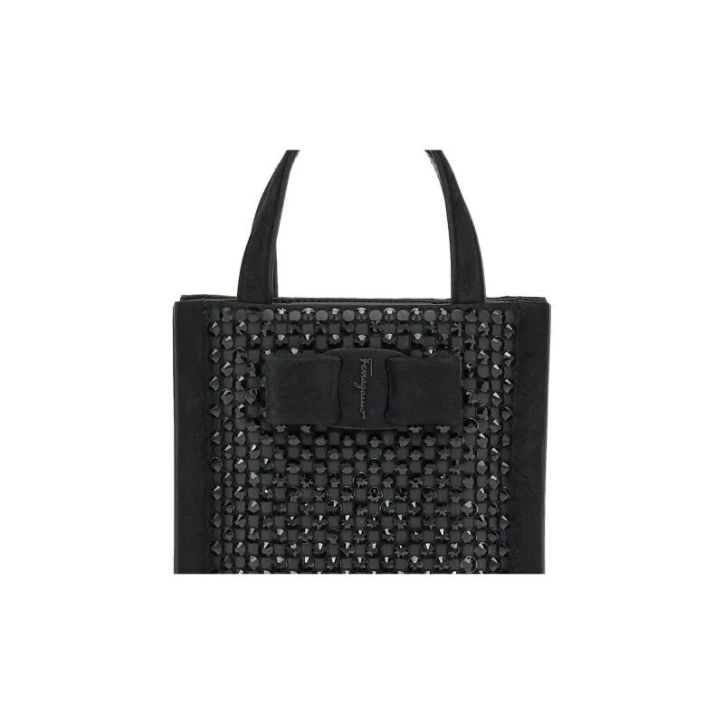 FERRAGAMO Viva Goat Suede Handbag Mini Women's Black-3