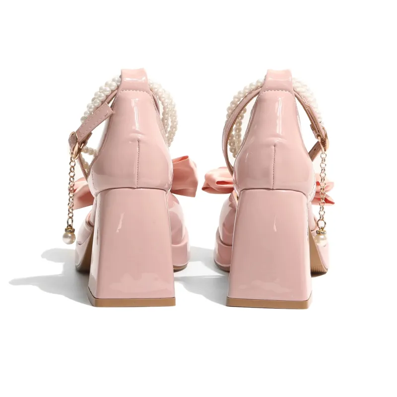 Take The Qin Chunky Heel Mary Jane Shoes 7cm Women's-36