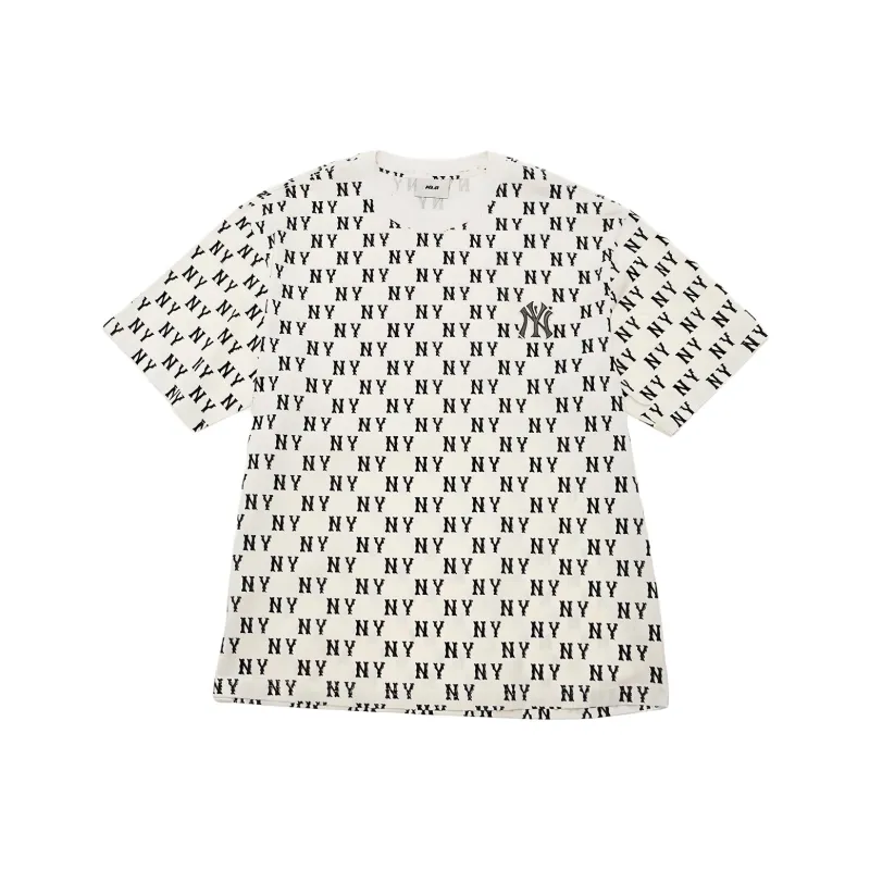 MLB New York Yankees T Shirts Unisex Cream-0