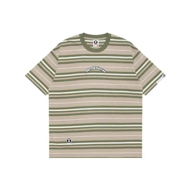 Aape Logo embroidered Striped Cotton T shirt-2