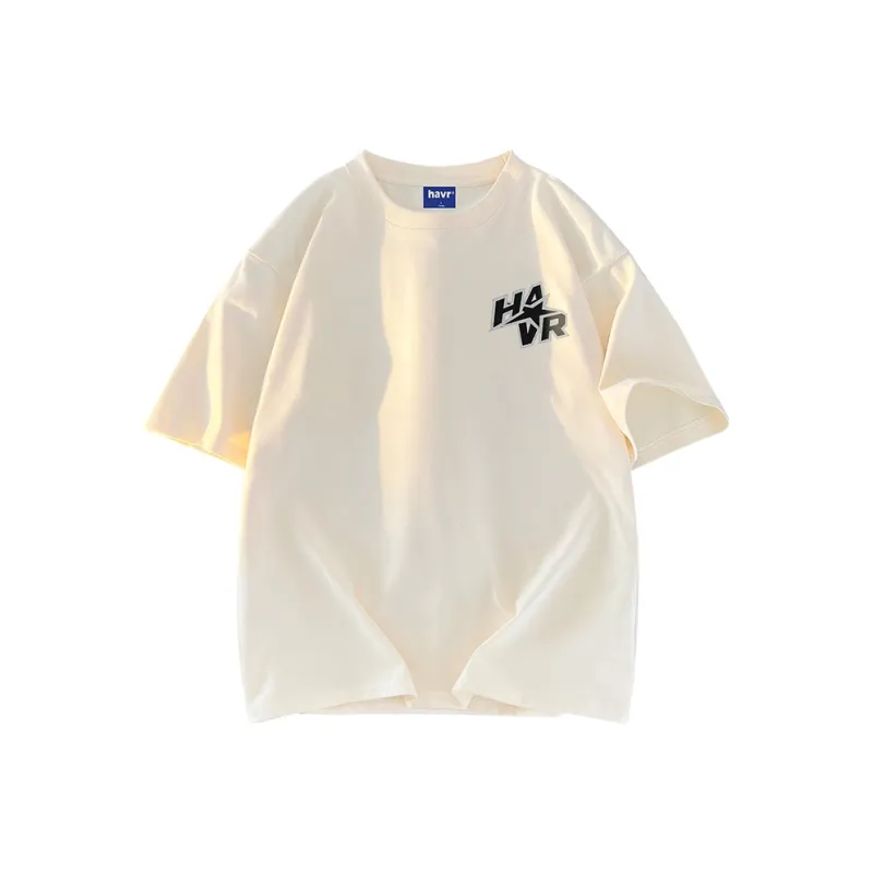 HAVR Casual Drop Shoulder Loose Fit Breathable Short Sleeved T Shirts Unisex-11