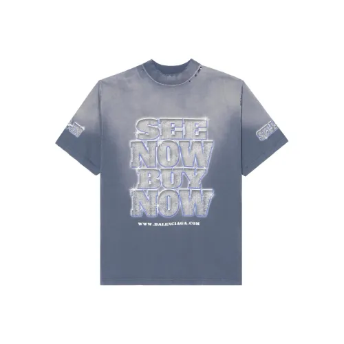 Balenciaga T-Shirt Loose Fit Style Unisex Blue