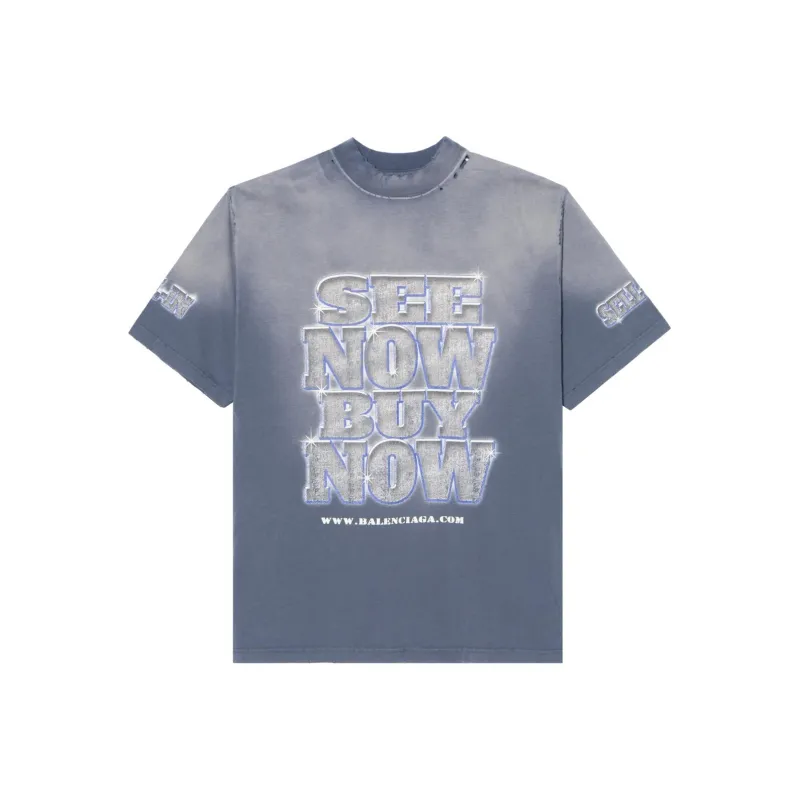 Balenciaga T Shirt Loose Fit Style Unisex Blue-0