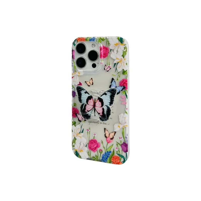 Sopi Acrylic Material Floral Butterfly Edge Trim Phone Cases Compatible With IPhone 16/15 Pro Max/Apple 13/14 Pro/Max-2