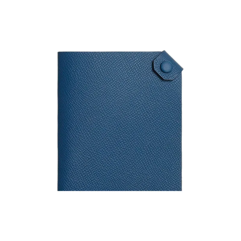 HERMES Tarmac Epsom Leather Passport Holder Unisex Blue Tie-1