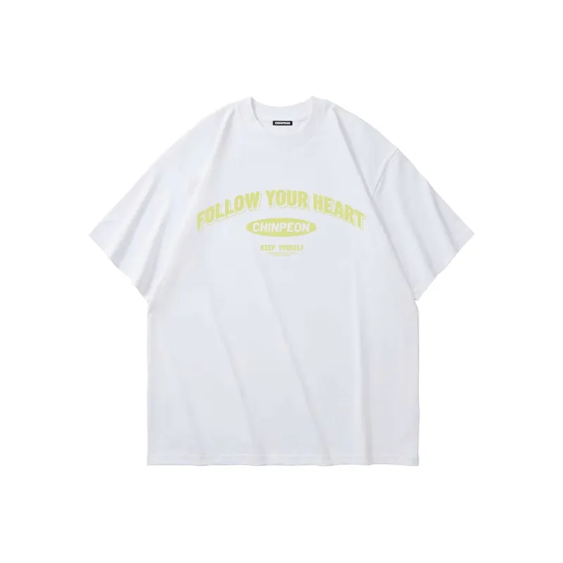 Chinpeno American Casual Loose Fit Drop Shoulder Crew Neck Breathable Short Sleeved T Shirt Unisex-0