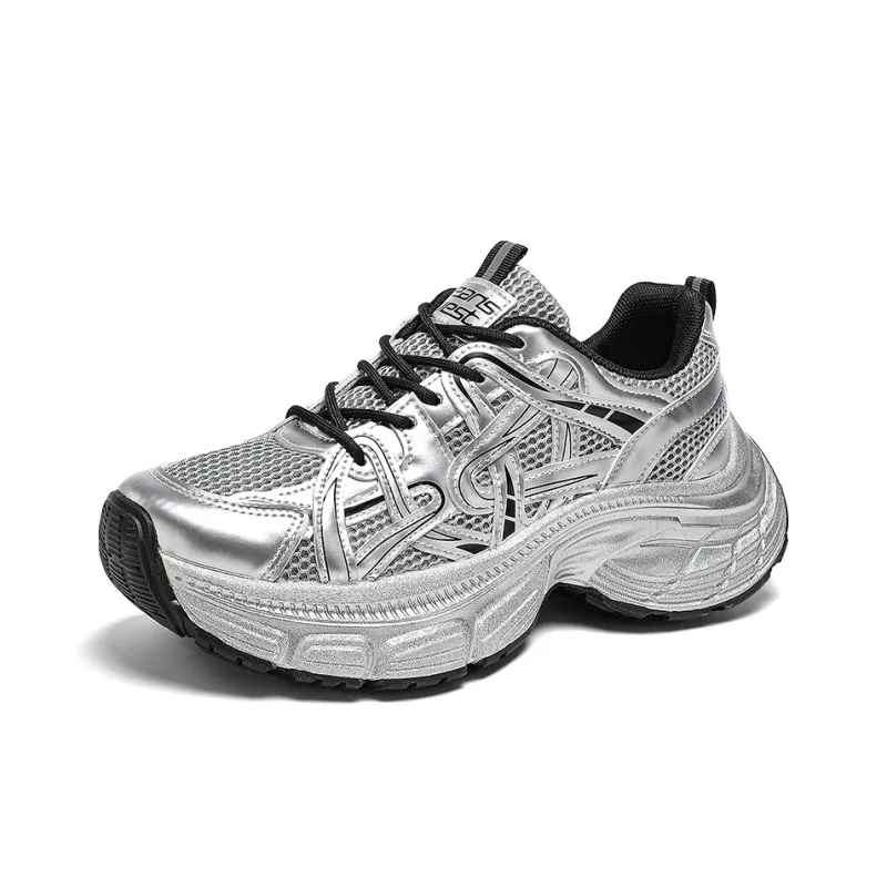JEANSWEST Cushioning Height Increasing Lightweight Breathable Slip Resistant Low Top Chunky Sneakers Women's-2