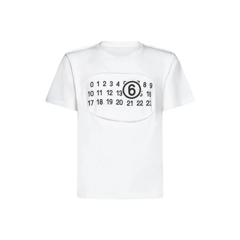 MM6 Maison Margiela Numbers motif Cotton T shirt-0