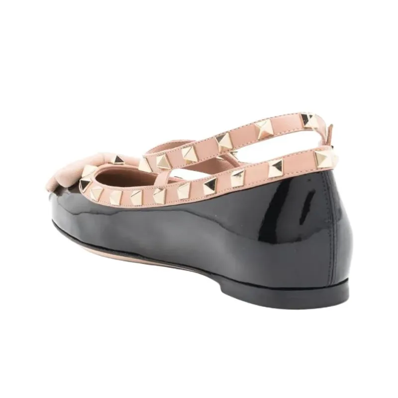 Valentino Garavani Rockstud Round Toe Ballerina Shoes Women's-2