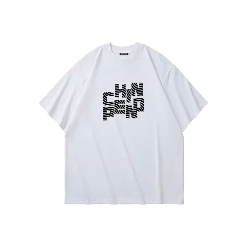 Chinpeno American Letter Print Crew Neck Thin Pullover Breathable Drop Shoulder Short Sleeved T Shirt Unisex