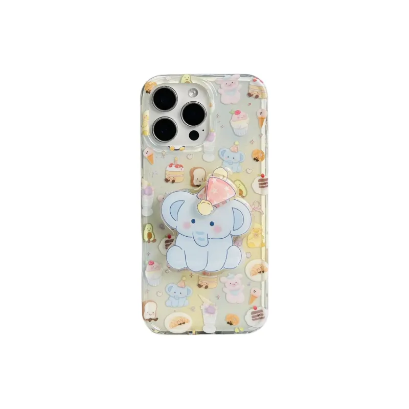 Sopi Acrylic Material Elephant Cartoon Collection Phone Cases Compatible With IPhone 16/15 Pro Max/Apple 13/14 Pro/Max-0