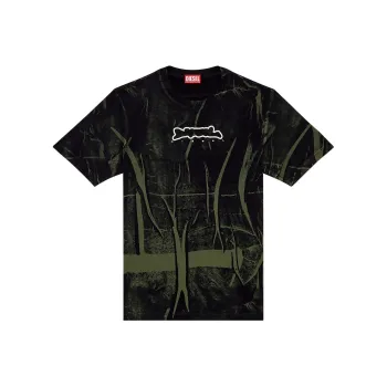 DIESEL SS24 Drop Shoulder Sleeve T Shirt Men's Dark Green