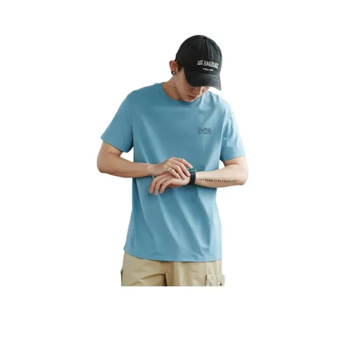 Tonlion T-Shirts Men Blue