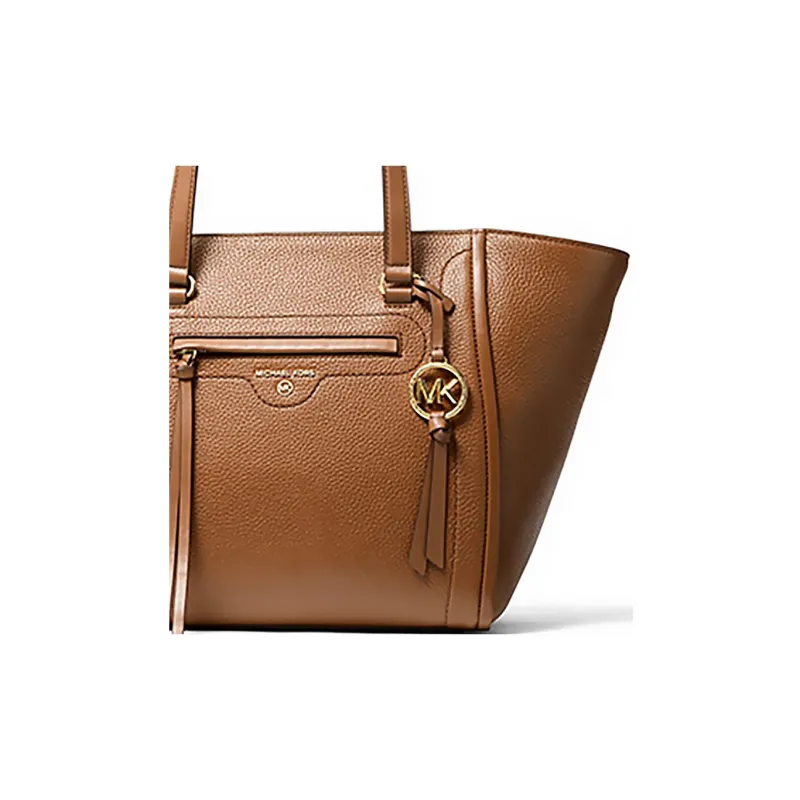 MICHAEL KORS Carine Cow Leather Tote Bag, Shopping Bag, Shoulder Bag, Handbag Medium Size Women's Brown-3