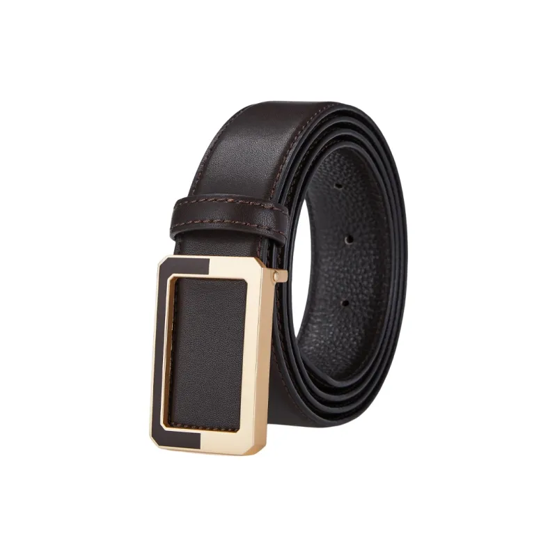 GUSKI Top Grain Cow Leather Smooth Buckle Belt, Elegance Pants Belt Men's Width 3.4cm Gift Box Set-6